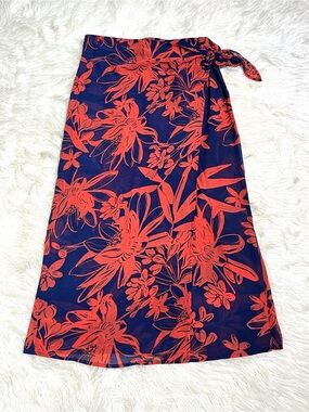 GOA by Japna Beachwear Floral Wrap Maxi Semi Sheer Skirt Swim Cover Tropical